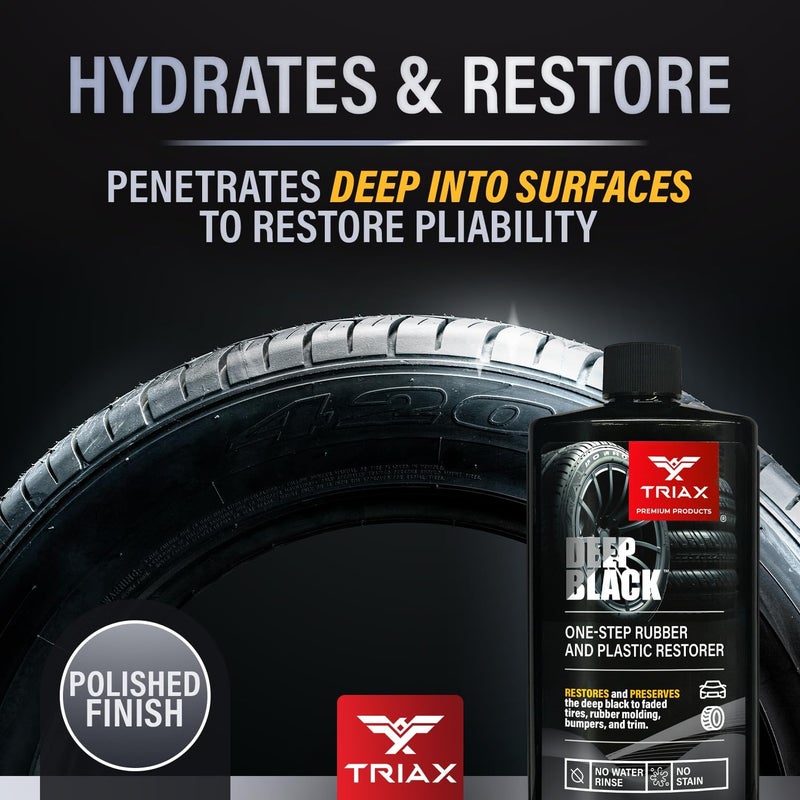 TRIAX Deep Black Tire, Trim, and Bumper Restore and Conditioner | One-Step Rubber Protectant with UV Shield | Polymer Based | No Water Rinse (12 Ounce) - Image 3